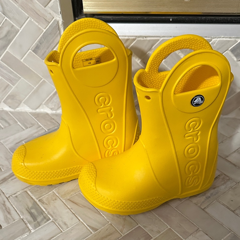 CROCS Kids Bright Yellow Rain Boots